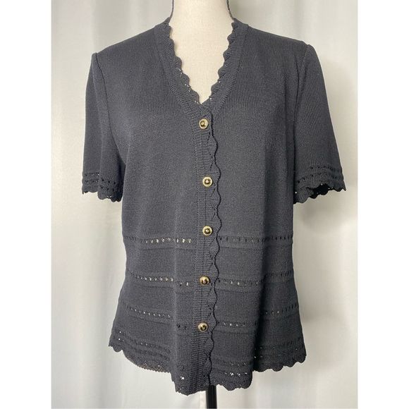 St. John Sweater Short Sleeve Button Up Women’s - Picture 2 of 9